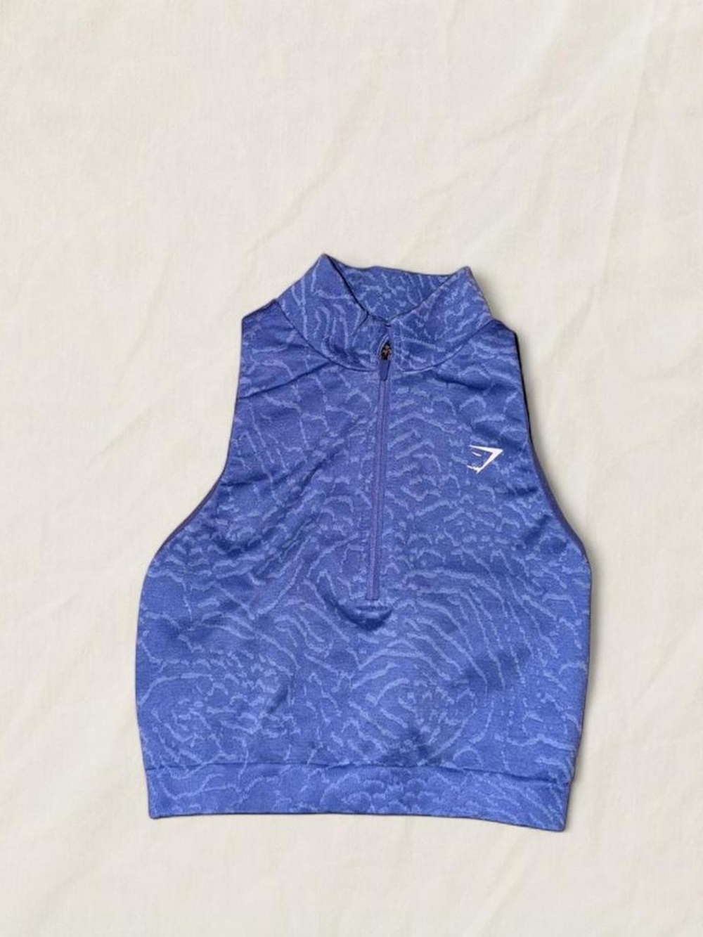 Gymshark Royal Blue High-Neck Zip Crop Top